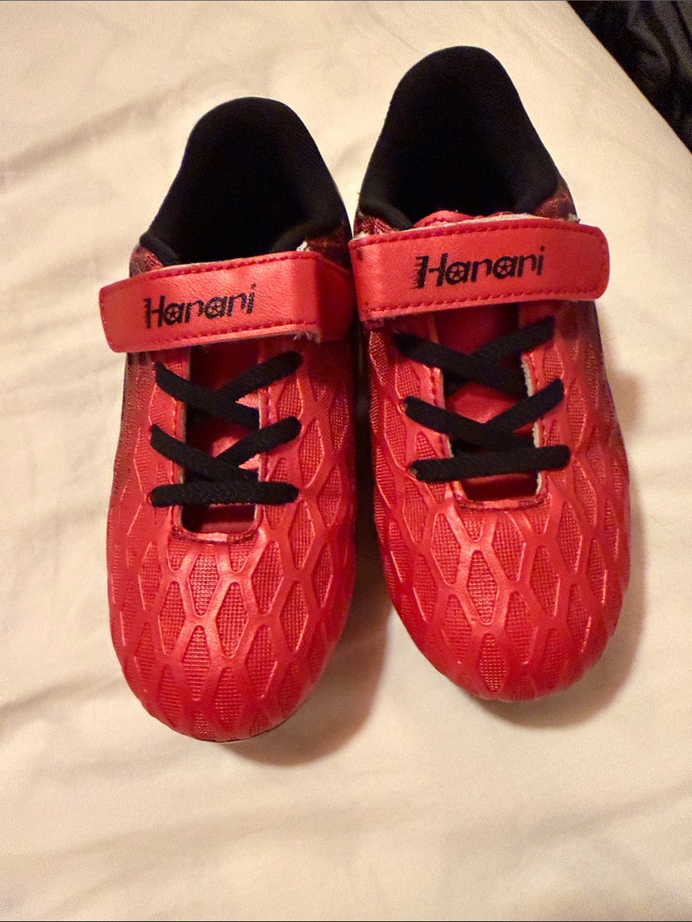 Haani Kids' Red Soccer Cleats with Hook-and-Loop Strap